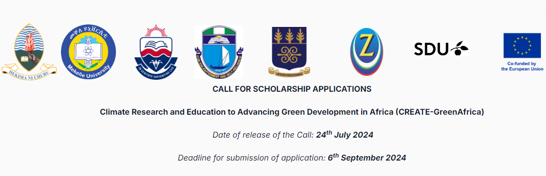 Climate Research and Education to Advancing Green Development in Africa (CREATE-GreenAfrica) Scholarship 2024/2025 for African Students